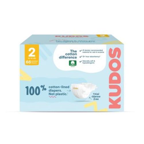 Kudos Chlorine Free Cotton-Lined Disposable Diapers - Size 2 - 66ct