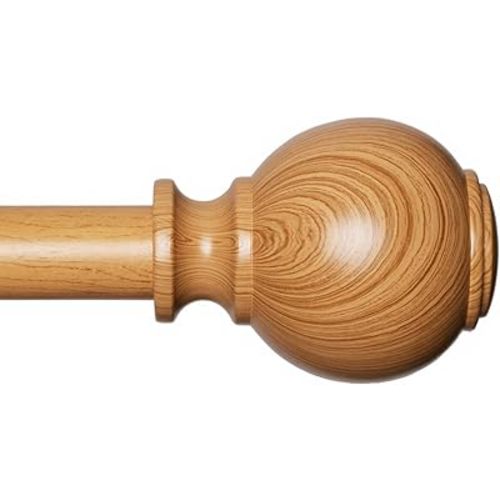 Wood Curtain Rods for Windows 48 to 84 Inches,1 inch Heavy Duty Window Curtain Rods with Imitation Wooden Grain Finials,Decorative Drapery Rods Adjustable, 28"-88"(2.3-7.3ft), Natural Wood