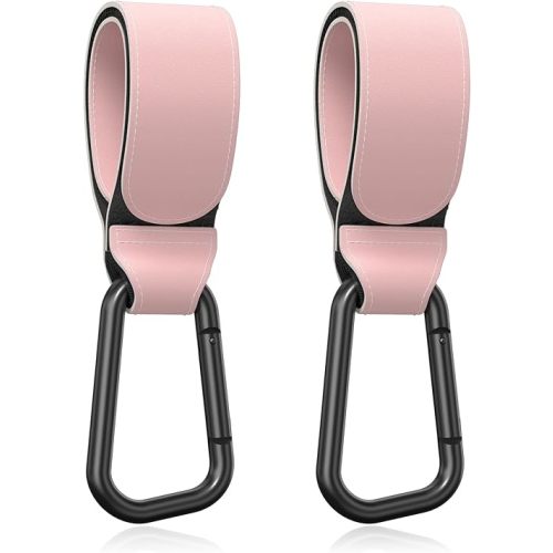 Baby Stroller Hooks for Hanging Bags, Universal Stroller Clips Accessories, Mommy Hook for Diaper Bag, Shopping Cart, Purse, Backpack - 2 Pack, Pink