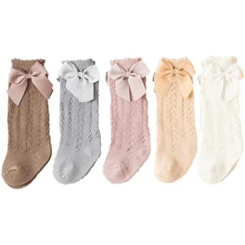 Baby Girls Knee High Socks Toddler Bow Mesh Long Stockings Infants Thin Socks For Spring Summer