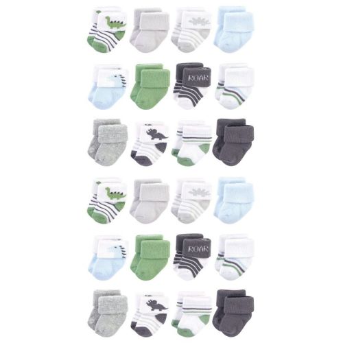 Hudson Baby Cotton Rich Baby Terry Socks 24-Pack, Blue Gray Solid, 6-12 Months