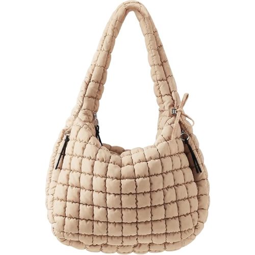 Quilted Tote Bag for Women, Nylon Puffy Hobo Crossbody Shoulder Bag Purse | Adjustable Strap,Zipper Pockets, Fits 13-Inch Laptop, Handbag, Teacher, Nurse, Student, Work, Travel, College, Gym,Gift