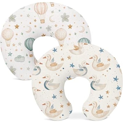 Nursing Pillow Covers 2 Pack, Breastfeeding Pillow Slipcovers Soft and Stretchy, Nursing Covers for Baby Girls Boys Newborn