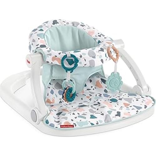 Fisher-Price Portable Baby Chair Sit-Me-Up Floor Seat With Developmental Toys & Machine Washable Seat Pad, Pacific Pebble