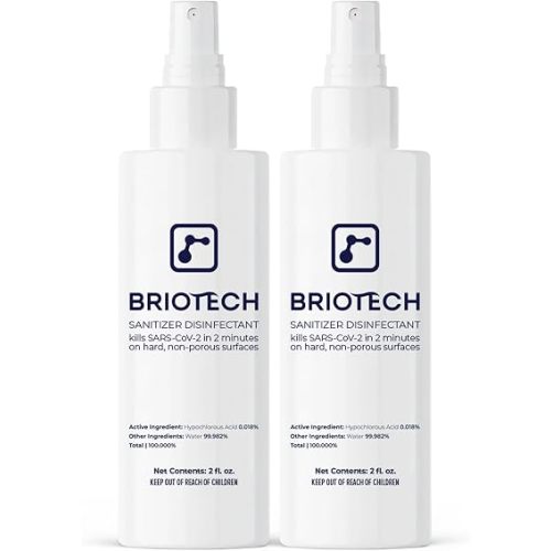 BRIOTECH Sanitizer Disinfectant, Hypochlorous Acid, Travel, 2 oz, 2-Pack