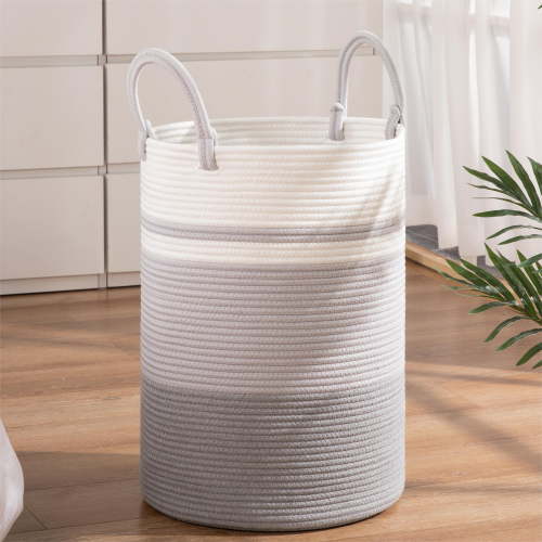 Cherishgard Laundry Hamper Woven Cotton Rope Laundry Hamper with Handles for Blanket, Toys