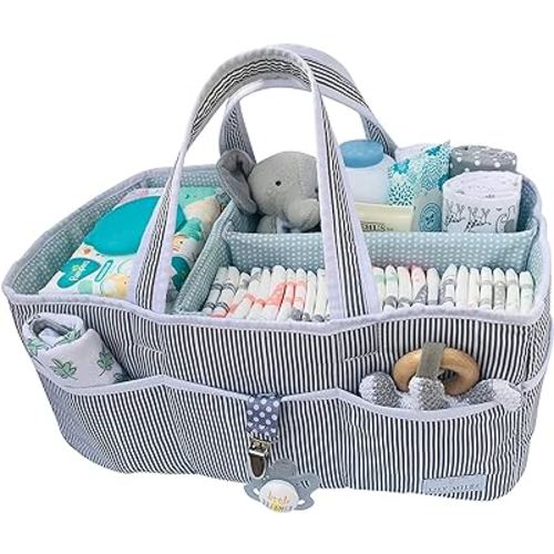 Lily Miles Baby Diaper Caddy - Large Organizer Tote Bag for Baby essentials Boy or Girl - Baby Shower Basket - Nursery Must Haves - Registry Favorites - Newborn Caddie Car Travel