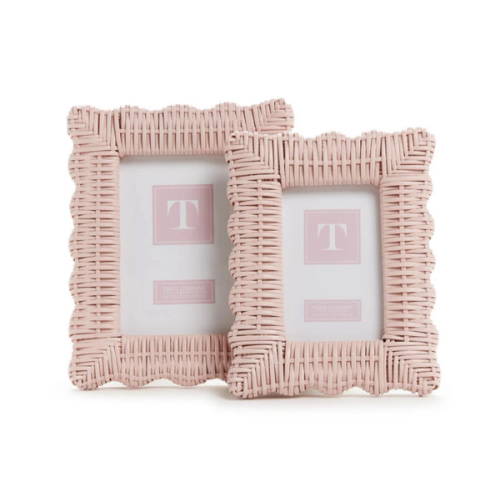 Pink Wicker Woven Photo Frame