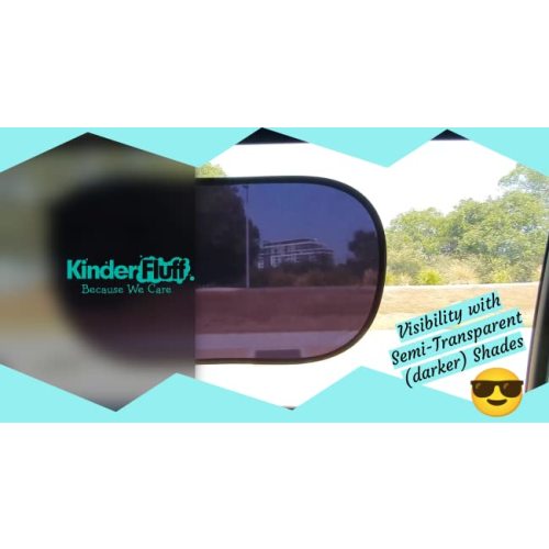 kinder Fluff Car Window Shade (4Pack)-The Only Certified Car Window Sun Shade for Baby Proven to Block 99.95% UVR - Mom's Choice Gold Award - Car Seat Sun Protection - Standard - 20x12in (51x31cm) - 2 Semi-Transparent + 2 Transparent