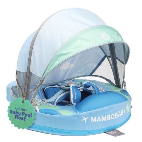Mambobaby Sunny Navigator Baby Pool Float with Canopy -Whale Blue