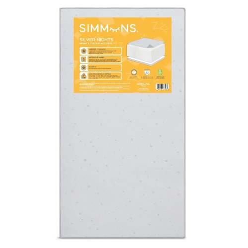 Kids Silver Nights Dual Sided 2-Stage Baby Crib Mattress and Toddler Mattress - Sustainably Sourced Core Fiber Core - Grey