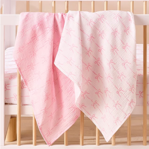 Adairs Kids - Pink Beautiful Bow Cotton Muslin Baby Swaddles 2pk | Adairs
