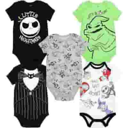 Disney Nightmare Before Christmas Jack Skellington Sally Infant Baby Boys 5 Pack Bodysuits Newborn to Infant