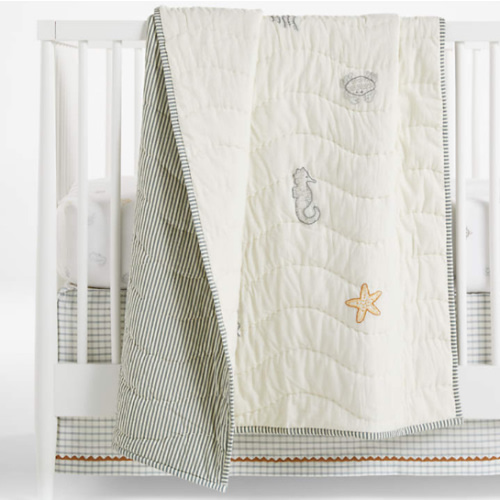 Sea Dreams Organic Cotton Baby Crib Quilt