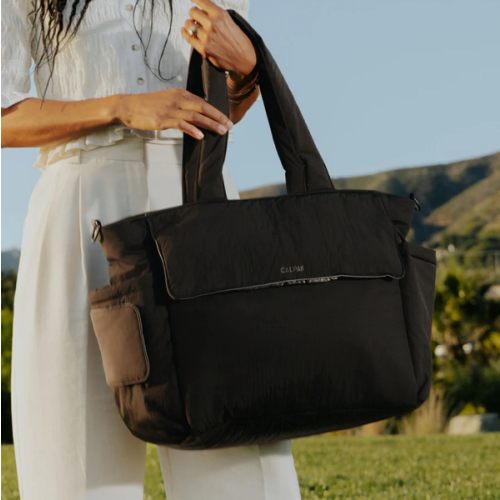 Diaper Tote Bag with Laptop Sleeve - BLACK