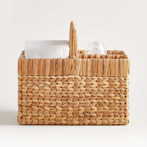 Wonderful Wicker Natural Woven 3-Compartment Diaper Caddy with Handles