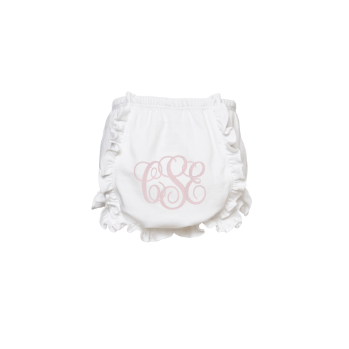 Baby Shop: Vivian Girls' Pima Cotton Bloomer with Monogram - White