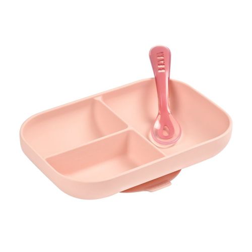 Silicone Suction Plate and Spoon Set pink
