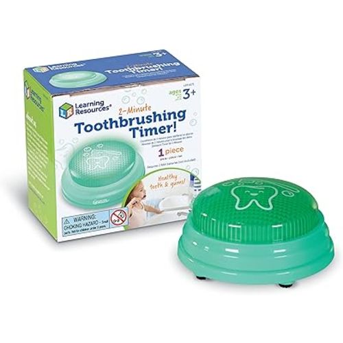 Learning Resources 2-Minute Toothbrushing Timer - 1 Piece, Age 3+ Kids Dental Health, Toddler Toothbrush, Toddler Timer Bathroom, Timer for Kids