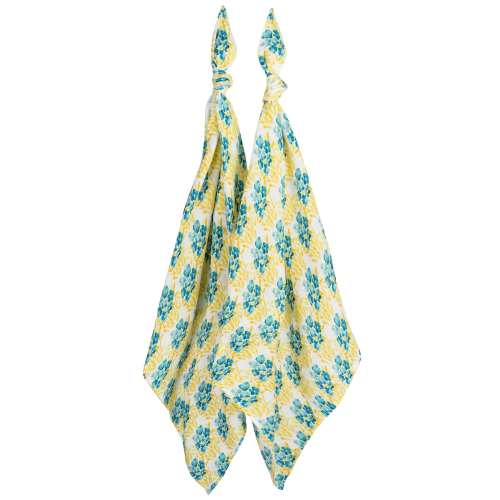Sky Floral Bamboo Muslin Two-Piece Burp Cloth Set