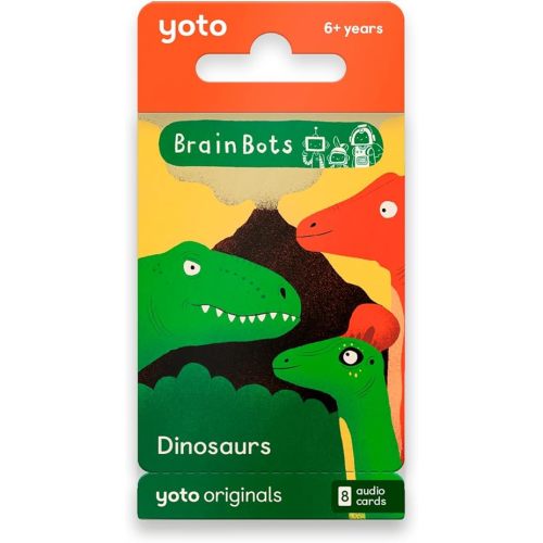 YOTO BrainBots: Dinosaurs – 8 Kids Audiobook Cards for Use with Player & Mini All-in-1 Audio Device, Educational Screen-Free Listening with Fun Stories for Learning & Interactive Quizzes, Ages 6+