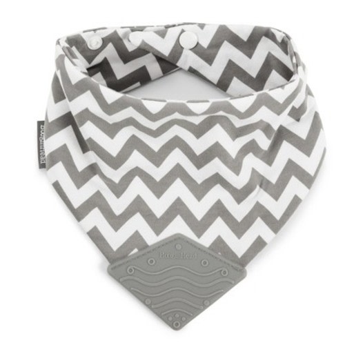 BooginHead Bandana Teether Bib - Gray/White Chevron