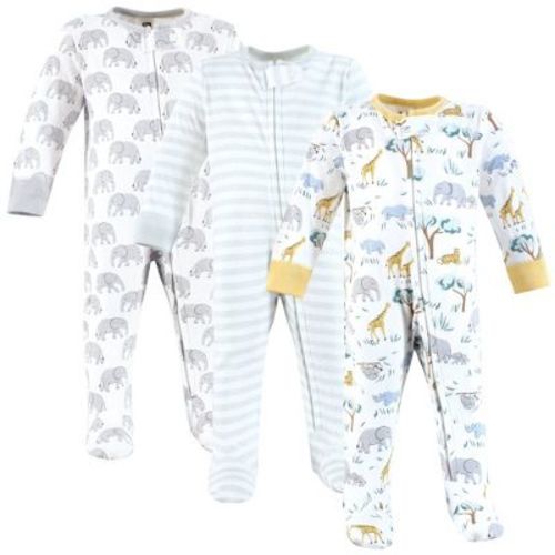 Hudson Baby Cotton Sleep And Play, Safari Friends, 0-3 Months