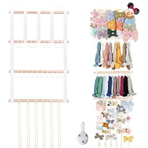 Watbeyoz Headband Hair Bows Holder Organizer for Girls,Hanging Baby Headband Holder Storage Organizer Wall Decor for Toddler Girls Room Door,Closet,Wall (White)