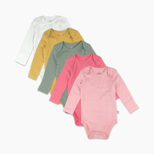 Honest Baby Clothing 5-Pack Organic Cotton Long Sleeve Bodysuit - Strawberry Ice, 0-3 M