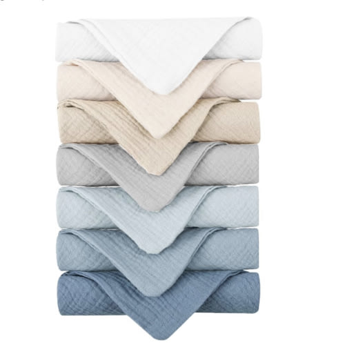 Konssy Baby Muslin Washcloths 7-Pack, 100% Cotton Baby Bath Washcloths, Soft & Absorbent Wash Cloths and Burp Cloths for Newborn Kids Girls & Boys, 11x11 inches