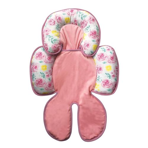 Little Me Baby Girl's Full Body Support Pillow, Newborn Infant Head, Back, Neck, and Legs Protection for Car Seat - Floral, Pink