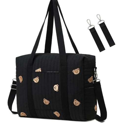 LORADI Medium Convertible Diaper Bag Tote with Insulated Pockets and Stroller Hooks