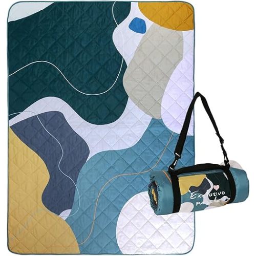 Waterproof Picnic Blanket for Park Hangs with Baby - Abstract Green