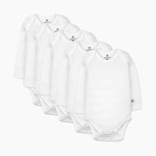 Honest Baby Clothing 5-Pack Organic Cotton Long Sleeve Bodysuit - Bright White, 0-3 M