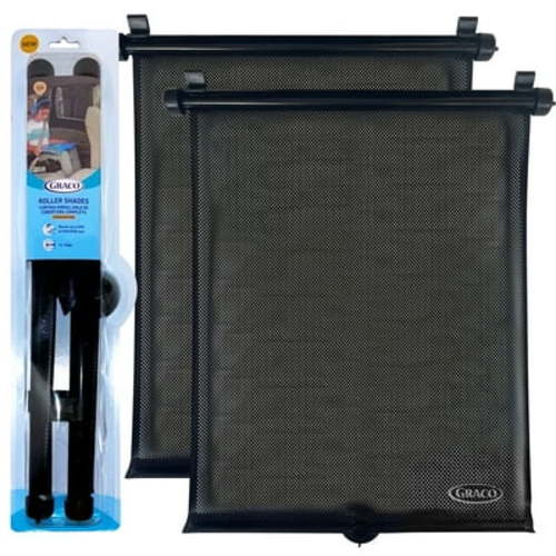 Graco Retractable Roller Shade Sun Protection for Car Windows, Universal Fit, 2-Pack