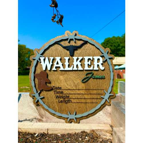 baby stat name sign western themed hospital sign for newborn personalized baby boy announcement wood sign keepsakes