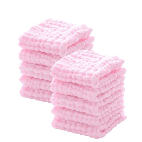 Baby Washcloths and Burp Cloths, Soft Absorbent Towels for Newborns,10 Pack, 12x12 Inches