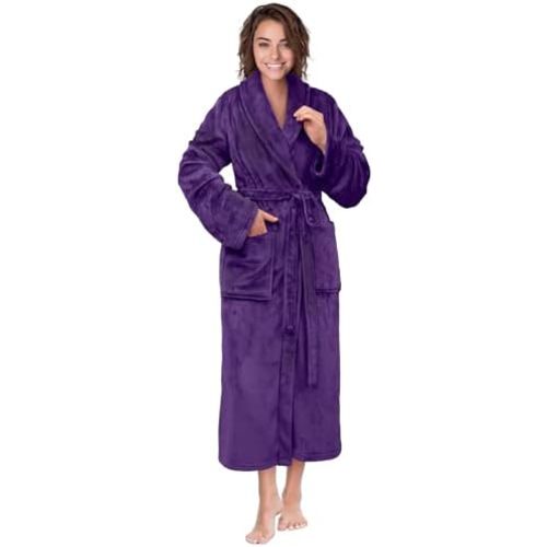 PAVILIA Women Robe Fleece Plush Soft, Fluffy Fuzzy Cozy Warm Lightweight Bathrobe, Shower Spa House Long Robe for Women