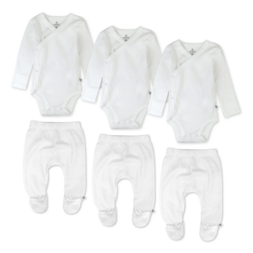 6-Pack Organic Cotton Long Sleeve Kimono Bodysuit & Footed Pant Bundle | Honest Baby Clothing