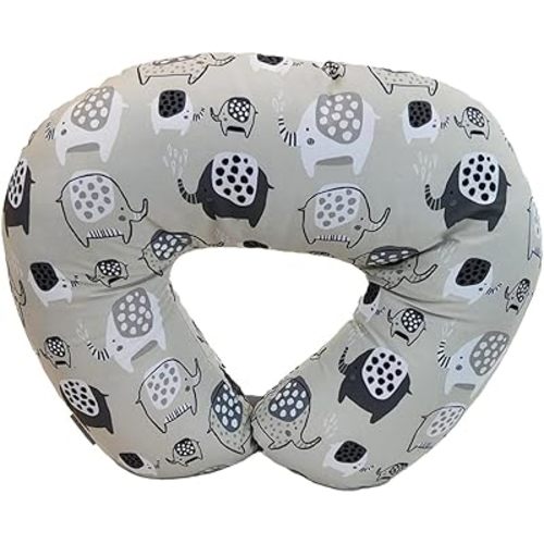 NurSit Nursing Pillow and Positioner, Hypoallergenic Breastfeeding or Bottle Feeding, Perfect for Bonding with Baby, Machine Washable, Modern Elephant