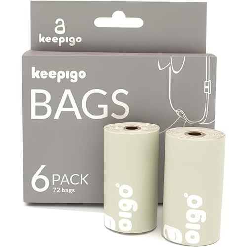Compostable Disposable Diaper Bags Refills | 6 Rolls, 72 Leak-Proof, XL Biodegradable Baby Poop Bags | Eco-Friendly Diaper Trash Bags for Home, Travel, Pet Waste | Odor-Free,
