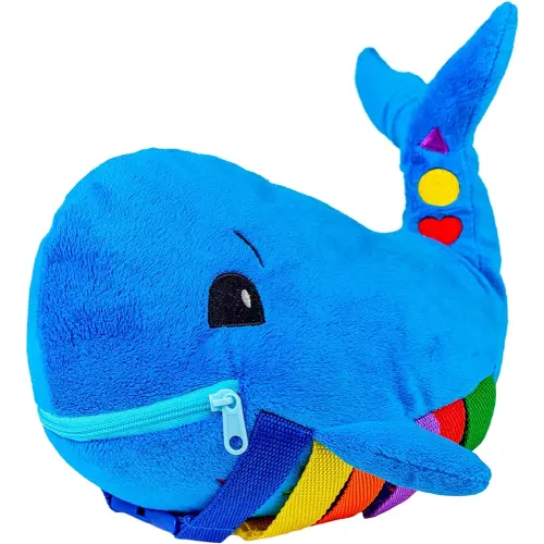 Buckle Toys - Blu Whale - Develop Motor Skills and Problem Solving - Counting and Color Recognition - Sensory Toddler Travel Toy
