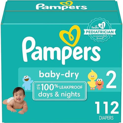 Pampers Baby Dry Diapers - Size 2, 112 Count, Absorbent Disposable Diapers