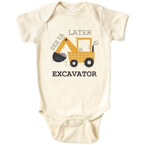 See Ya Later Excavator Baby Onesie® Cute Baby Clothes for Baby Announcement Gift Construction Shirt 84
