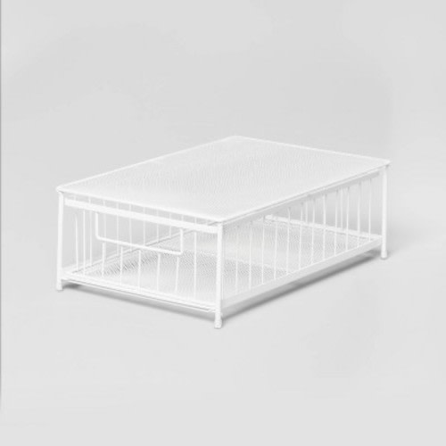 Small Stackable Slide Out Drawer White - Brightroom™: Iron & Plastic, No Assembly, Rust-Resistant, Universal Organizer