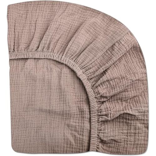 Mini Crib Sheets for Baby Boy Girl, Neutral Mini Crib Mattress Sheet 24" x 38", Muslin Nursery Bedding Soft and Breathable Comfort(Vintage Taupe)