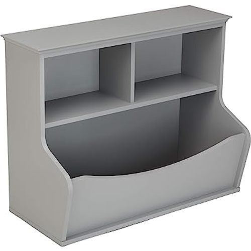 Amazon Basics Children's 3 Shelf Multi-Functional Bookcase and Toy Storage Bin - Grey, 14.84"D x 31.25"W x 24.56"H