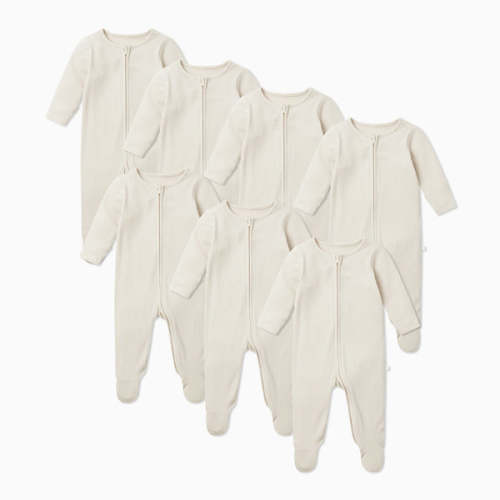 Ribbed Clever Zip Footed Baby Pajamas 7 pack
