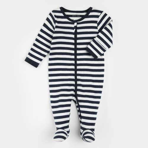 Navy Yarn-Dyed Striped Sleeper