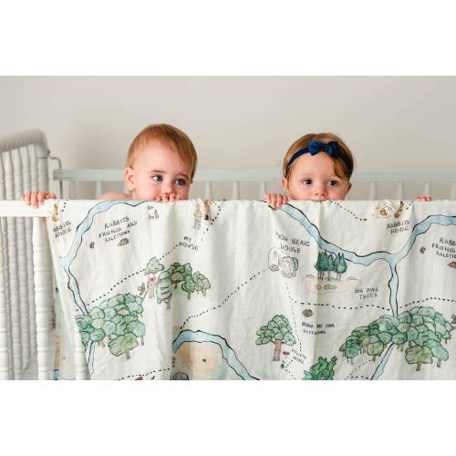 Winnie-the-Pooh BABY Blanket, Hundred Acre Woods Swaddle, Newborn BAMBOO Swaddle Blanket, Pooh Map Baby Blanket, Bamboo Swaddle